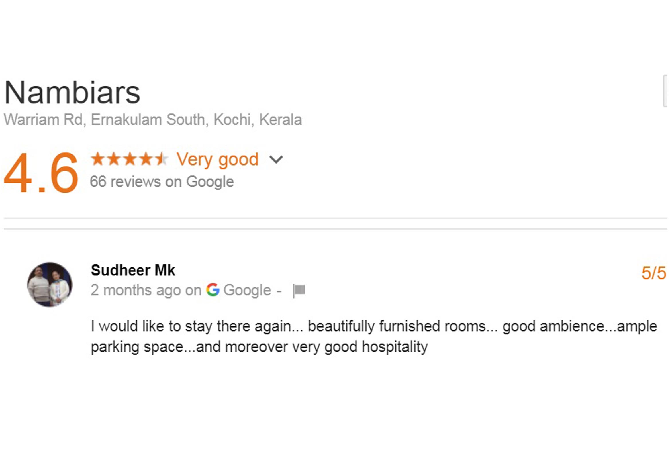 group accomodation nambiars