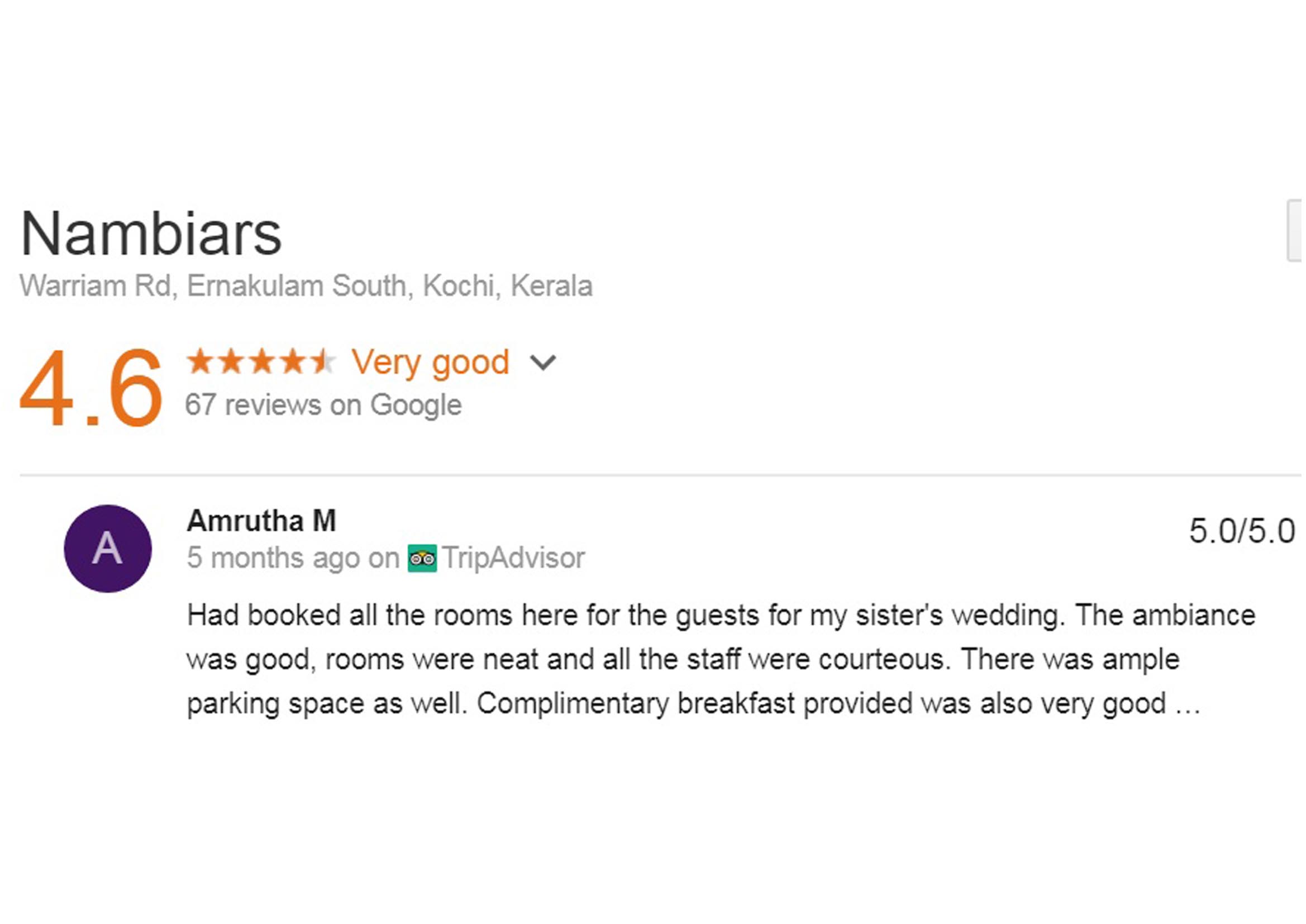 group accomodation nambiars